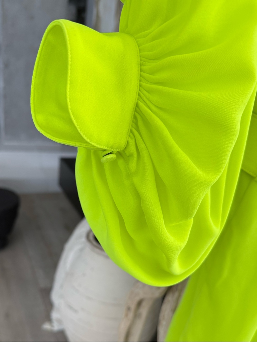 OFF-WHITE Vibrant Neon Green Wrap Dress with Belt - Picture 5 of 15